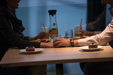 Image showing Couple on a romantic dinner at the restaurant