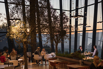 Image showing Couple on a romantic dinner at the restaurant