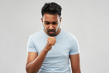 Image showing unhealthy indian man coughing