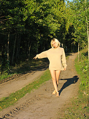 Image showing Girl on the forest roud