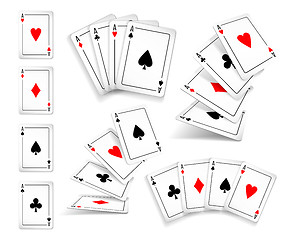 Image showing Several variants Set of four aces deck of cards