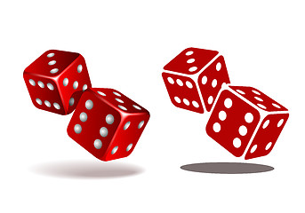 Image showing Red dice with white pips on the white background