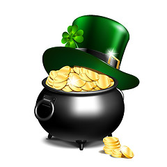 Image showing Leprechaun hat and pot of gold