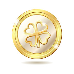 Image showing Golden coin with clover.