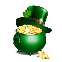 Image showing Leprechaun hat and pot of gold