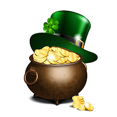 Image showing Leprechaun hat and pot of gold
