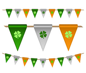 Image showing Colorful festive flags with clovers