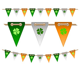 Image showing Colorful festive flags with clovers