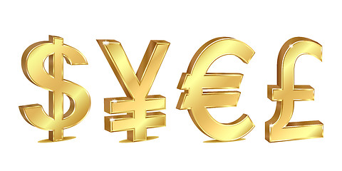 Image showing Set of golden currency sign