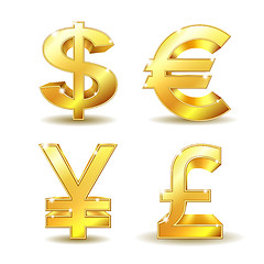 Image showing Set of golden currency sign