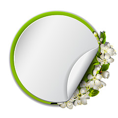 Image showing Spring round frame with cherry branch blossom.