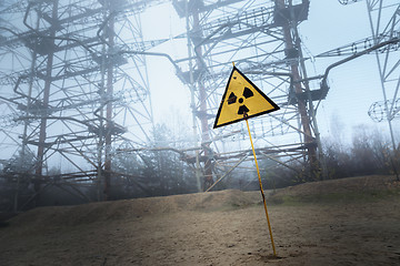 Image showing Radioactivity sign in Chernobyl Outskirts 2019