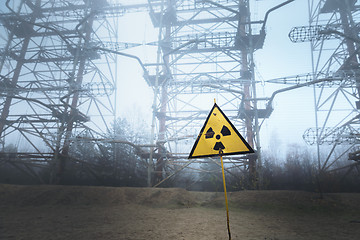 Image showing Radioactivity sign in Chernobyl Outskirts 2019