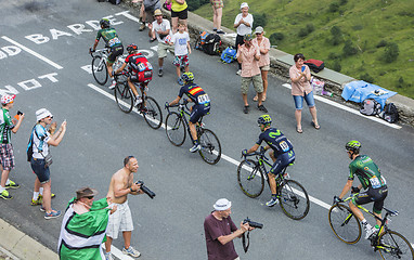 Image showing Five Cyclists on Col de Peyresourde - Tour de France 2014