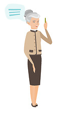 Image showing Senior caucasian business woman with speech bubble