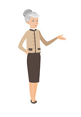 Image showing Business woman with arm out in a welcoming gesture