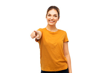Image showing young woman or teenage girl pointing finger at you