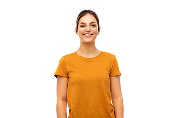 Image showing young woman or teenage girl in orange t-shirt