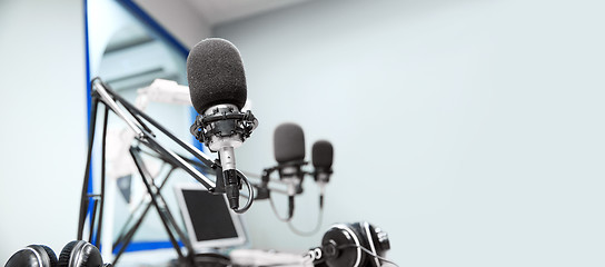 Image showing microphones at recording studio or radio station