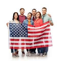 Image showing group of smiling friends with american flag