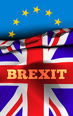 Image showing Brexit, the exit of Great Britain from the European Union. Vector illustration with flags of UK and EU