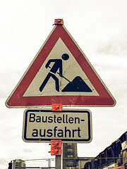 Image showing Vintage looking Roadworks sign