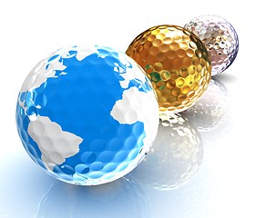 Image showing Global golf winner concept with golf balls. 3d illustration