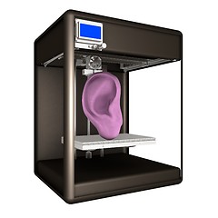 Image showing Medical 3d printer for duplication of human ear. 3D Bio-printer.