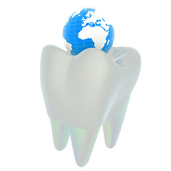 Image showing Tooth and Earth. 3d illustration