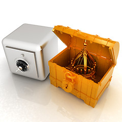 Image showing Chest, safe and crown. Money saving concept. 3d render