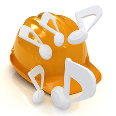 Image showing Music notes and hard hat. 3d render