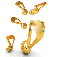 Image showing Gold music notes. 3d render