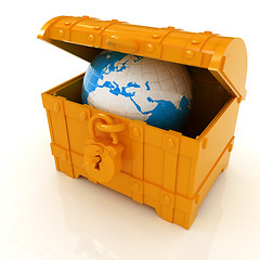 Image showing Earth in a chest. 3d illustration