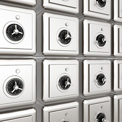 Image showing Many safes. 3d render