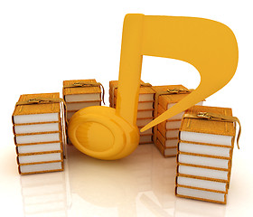 Image showing Music note and books. 3d render