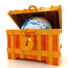 Image showing Earth in a chest. 3d illustration