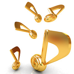 Image showing Gold music notes. 3d render