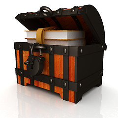 Image showing Leather Books in a Chest. 3d render