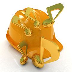 Image showing Music notes and hard hat. 3d render