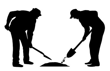 Image showing Workers with shovel