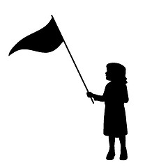 Image showing Little girl holding triangle pennant flag