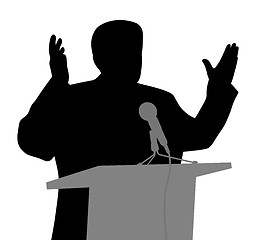 Image showing Public speaking with open hands gesture