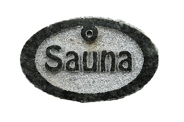 Image showing stone tablet  with the inscription sauna  on a white