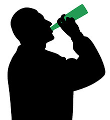 Image showing Man drinking alcohol from bottle