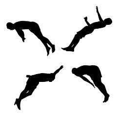 Image showing Men jumping into water