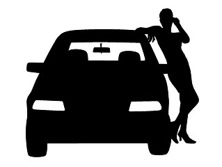 Image showing Woman standing or posing next to the car