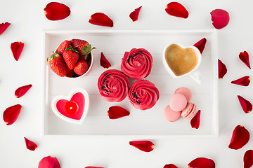 Image showing close up of treats on tray for valentines day