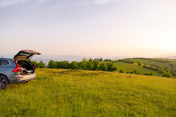 Image showing drone ready for fly in suv trunk l