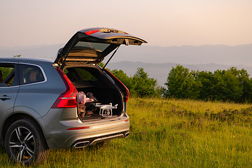 Image showing drone ready for fly in suv trunk l