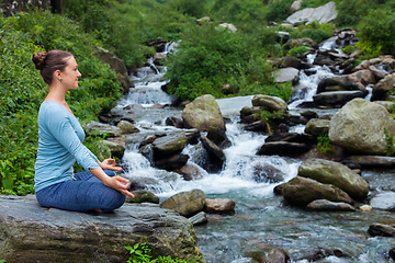 Image showing Woman in Padmasana outdoors